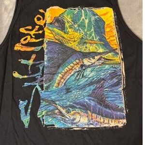 Salt Life Mens Black Graphic Fishing Tank Top Shirt Size XL Mahi Marlin Sailfish